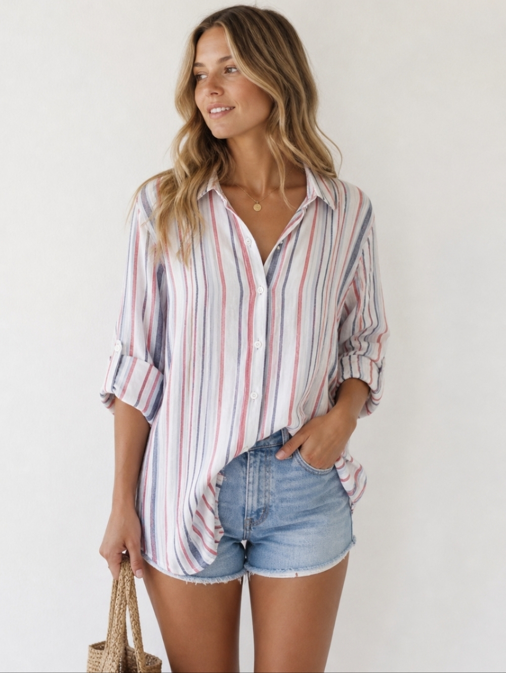 Linen Artisan NY 100% Linen Striped Button Up Size XL